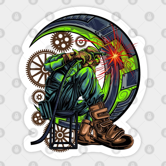 Welder Moon 2 Sticker by damnoverload